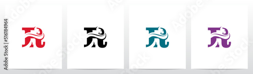 Snake On Letter Logo Design R