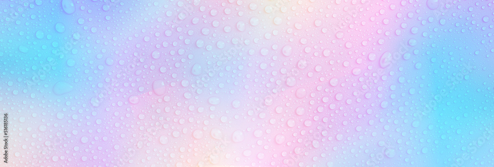 rainbow holographic abstract background bright multicolored iridescent with water drops