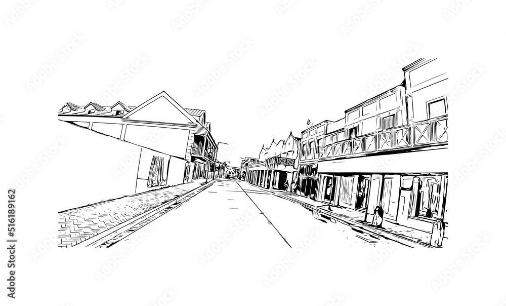 Building view with landmark of Nassau is the
capital in Bahamas. Hand drawn sketch illustration in vector. Building view with landmark of Nassau is the
capital in Bahamas. Hand drawn sketch illustration in vector.