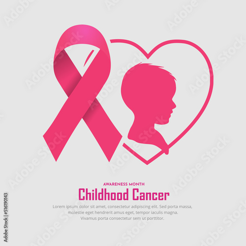 Pink Childhood cancer awareness month design background. International Childhood cancer day design vector