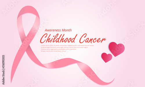 Beautiful Childhood cancer awareness month design banner vector. Pink International Childhood cancer day design