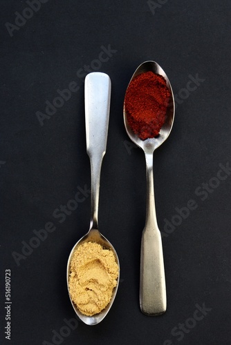 silver spoon with spices 