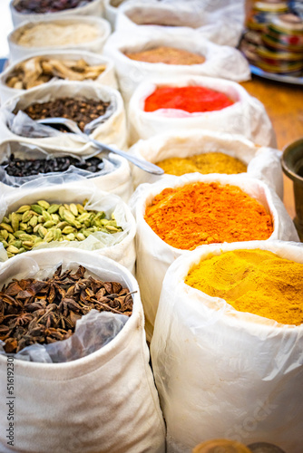 Fototapeta Naklejka Na Ścianę i Meble -  spices and herbs, bazaar, Buchara, Buxoro, Bukhara, Uzbekistan, silk road, central asia