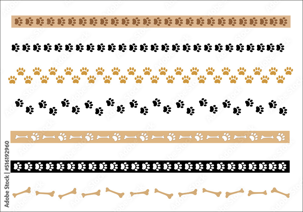Photo & Art Print Animal paw prints stripe border divider 