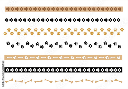 Animal paw prints stripe border divider collection