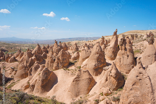 Landscape of Cappadocia with natural hills and fairy chimneys Nevsehir, Turkey.