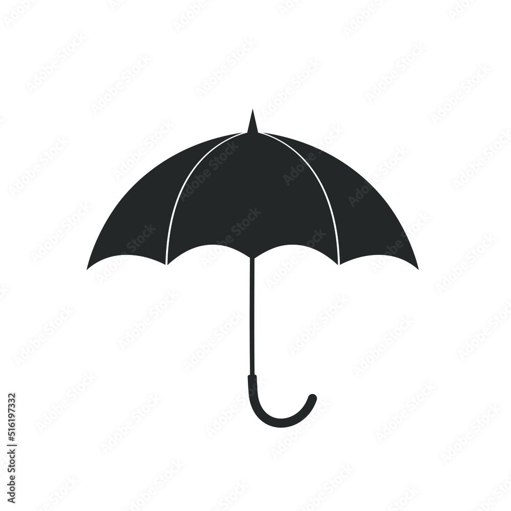 Gray umbrella flat style isolated on white background.Vector illustration