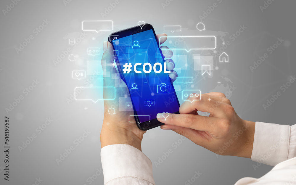 Hand using smartphone with social media concept concept Hand using smartphone with social media concept concept