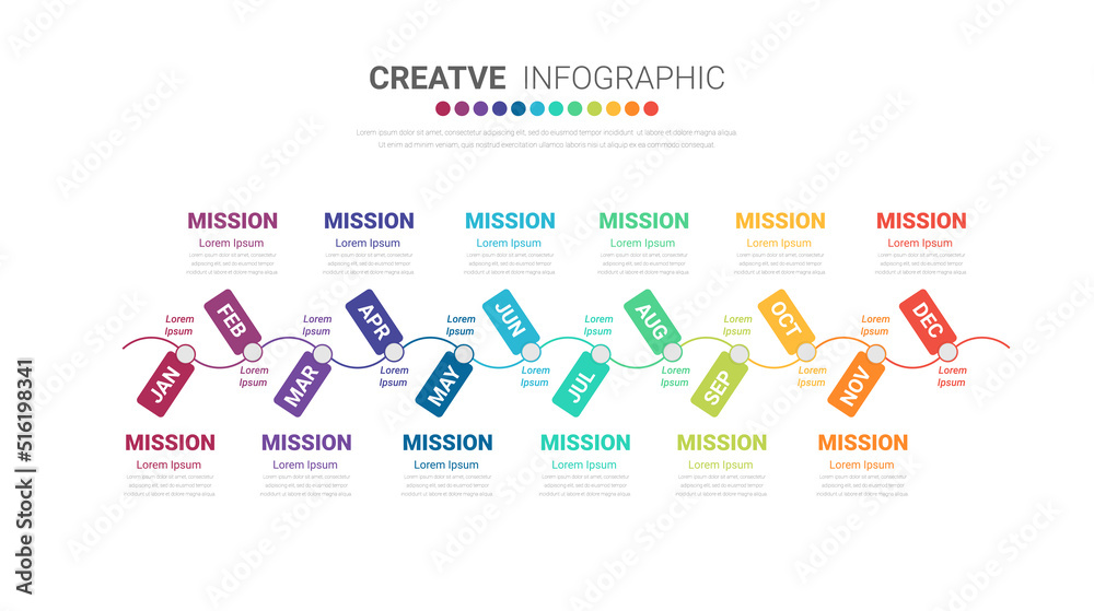 Infographics element design for all month, can be used for Business concept. Infographics element design for all month, can be used for Business concept.