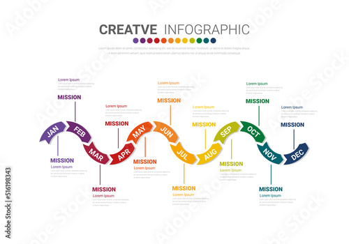 Infographics element design for all month, can be used for Business concept.