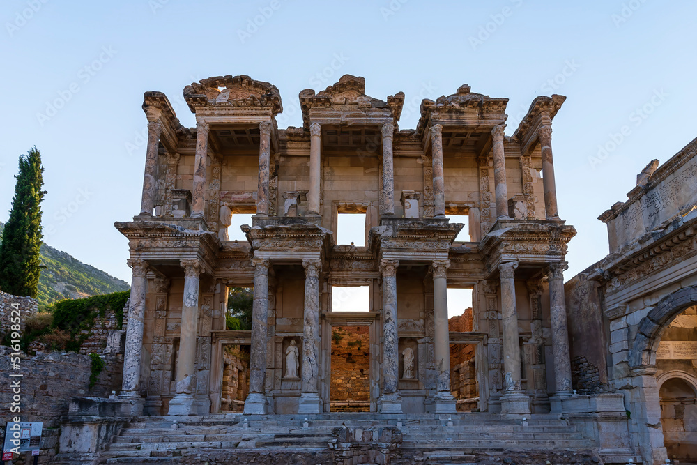 Ephesus Celsus library is the most visited ancient city in Turkey. Selcuk, Izmir, Turkey.