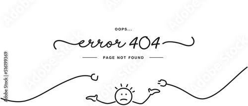 404 error page not found handwritten lettering calligraphy, cable and socket, system error, broken page, disconnected wires from the outlet, for website, sorry web template