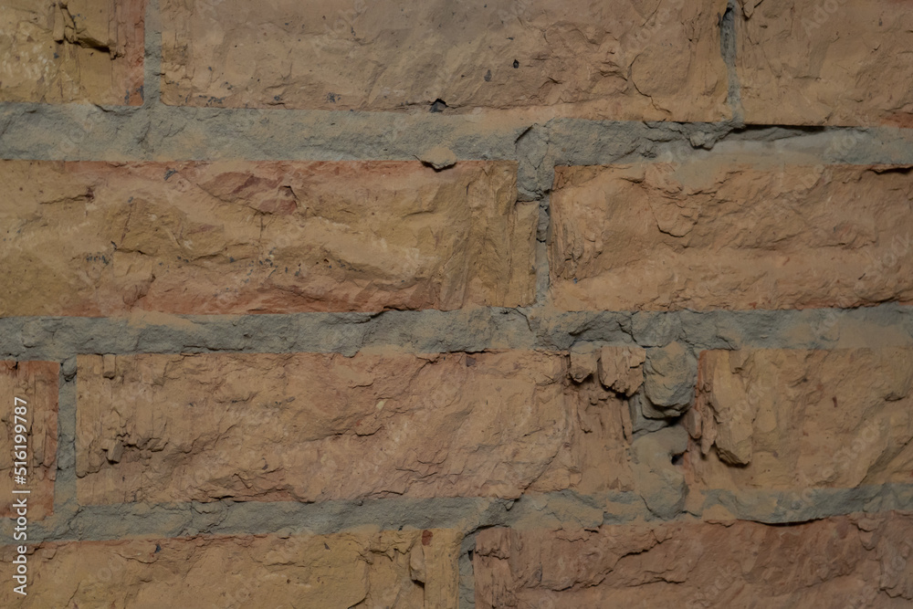 Fototapeta premium Construction. Textured background, brick wall. Selective focus