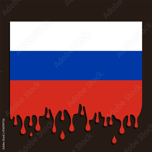 Russian flag and dipping blood.Vector illustration.
