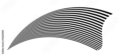 Waving flag as a brush stroke with zebra texture. Vest striped with fabric Black and white stripes curved in a bizarre way with waves curving along the trajectory
