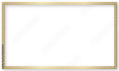 Greek gold frame. Square meander border from a repeated motif - Greek fret or key design. Vector illustration.