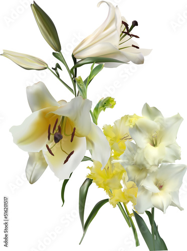 light lilies bunch isolated on white