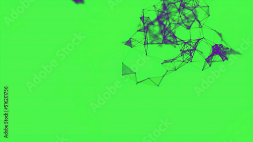 Abstract animation with black triangle frames moving slowly on green background  seamless loop. Stock. Abstract background with plexus connections  wire frame.