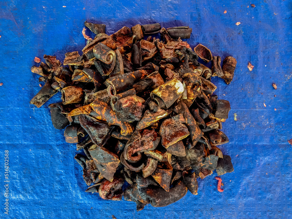 cowhide that has been burned (kikil), during halal slaughtering during