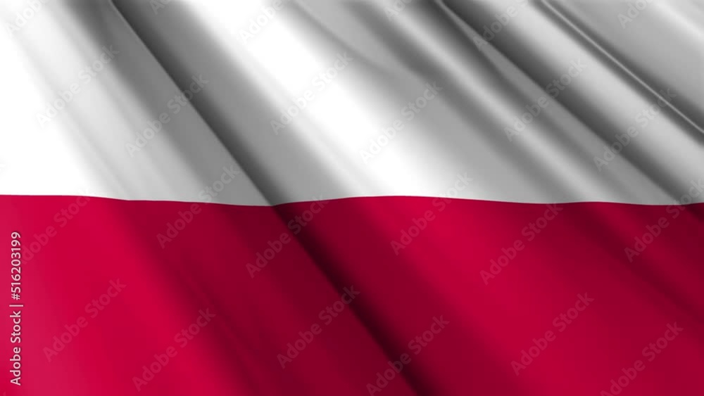Close up realistic texture textile silk satin flag of Poland waving fluttering background. National symbol of the country. 11th of November, Happy Day concept. 3D animation 1080p Full HD Close up realistic texture textile silk satin flag of Poland waving fluttering background. National symbol of the country. 11th of November, Happy Day concept. 3D animation 1080p Full HD