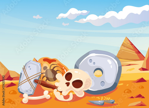 Archeology ancient civilizations exploration excavation concept. Vector flat graphic design illustration