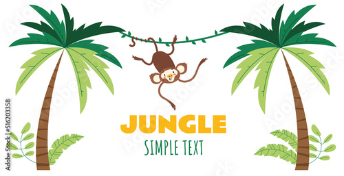 Jungle flora animals frame cover concept. Vector flat graphic design element illustration