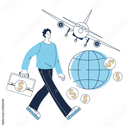 Occupational migration composition concept. Vector flat graphic design element illustration