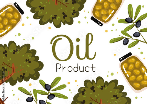 Olive oil banner poster cover frame concept. Vector flat graphic design element illustration