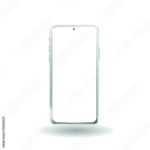 Mobile Phone with Shadow for business smartphone and Outline  with blank screen isolated on white background. Mockup to showcase mobile web-site design or screenshots your applications. 