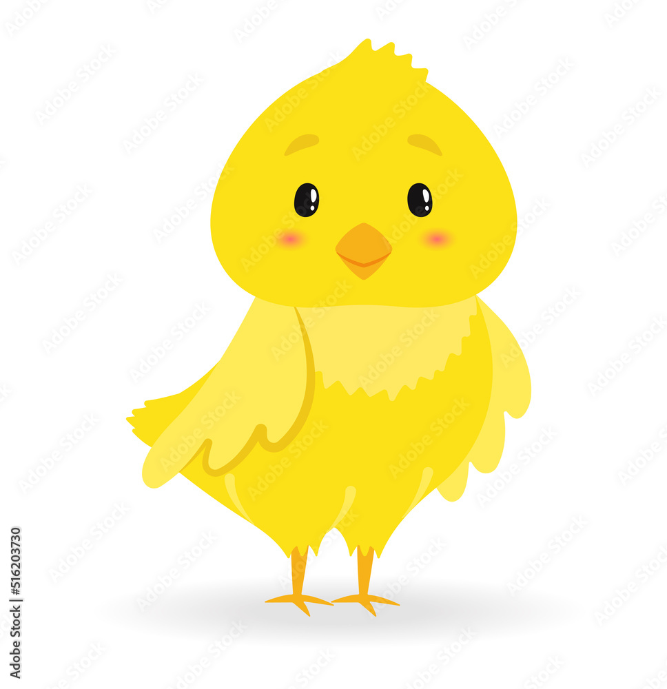 Cute baby chicken little chracter for kids. Flat vector illustration