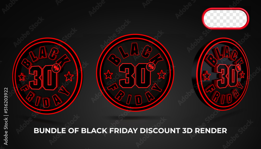 bundle of 3D render element of black friday sale discount number 30% percentage for sale product, sale discount, sale off