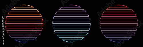Linear light circle shape vector set