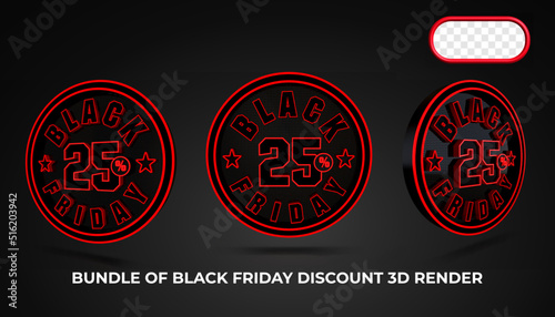 bundle of 3D render element of black friday sale discount number 25  percentage for sale product  sale discount  sale off
