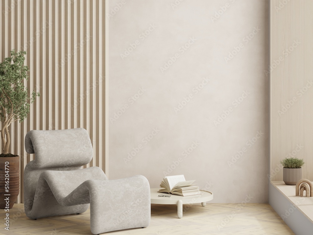 Modern Living Room Interior Background Blank Wall Mockup 3d Render