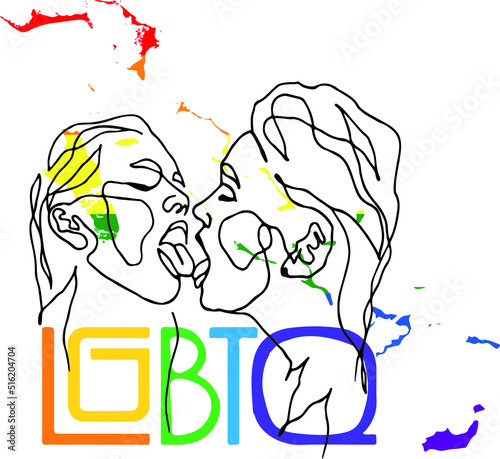 illustration of the abstract outlines of women on the white background, LGBT concept