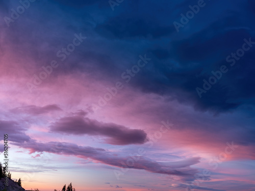 Colorful cloudscape of sunrise in Montana photo