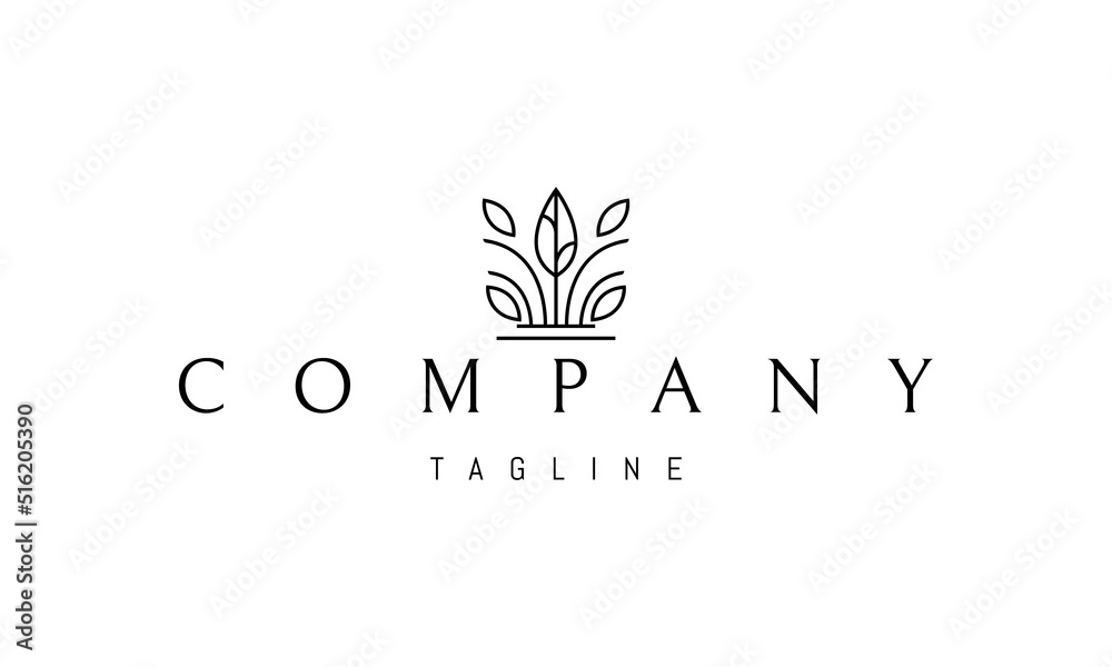 Vector logo on which an abstract image of a flowering plant with leaves. Vector logo on which an abstract image of a flowering plant with leaves.