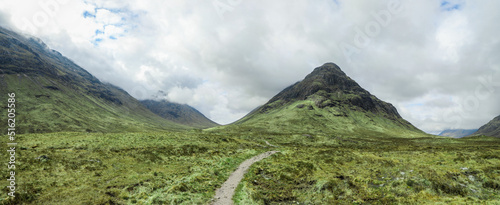 Hiking trail through Buachaille Etive Beag in the Scottish Highlands