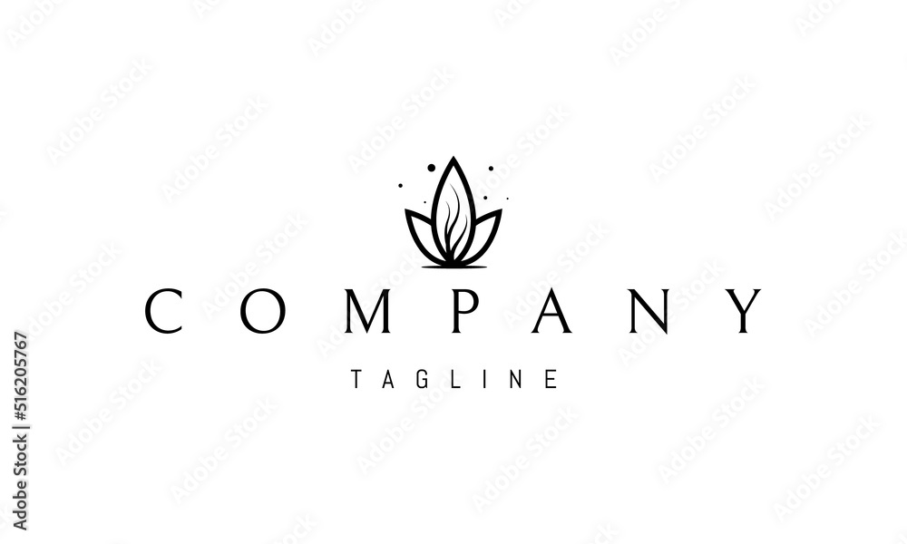 Obraz premium Vector logo on which an abstract image of fire in the form of a plant.