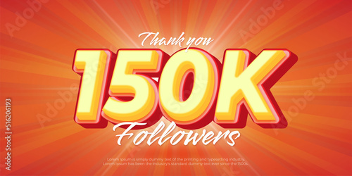3D style editable text thank you 150k followers