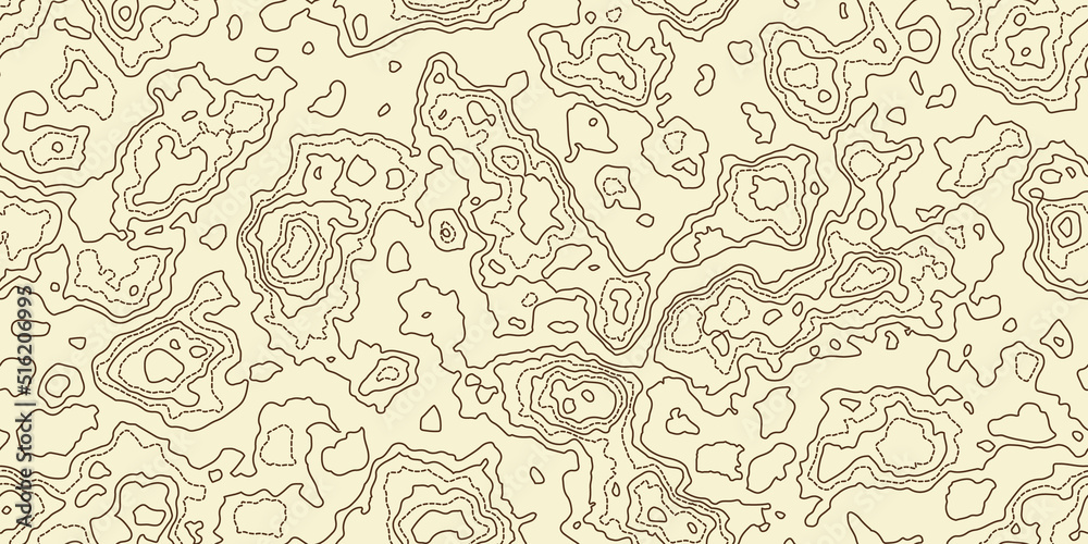 Topography beige map seamless pattern with dotted and solid lines ...