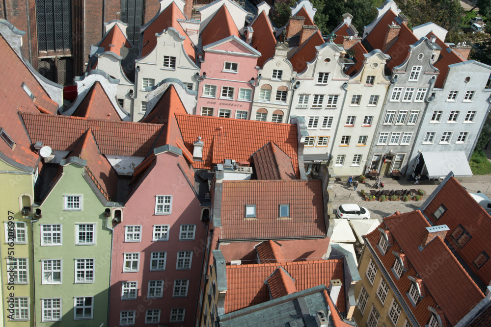 Aerial view of Gdansk traditional houses. Poland Aerial view of Gdansk traditional houses. Poland