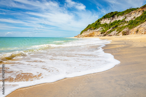 Secluded sand beach in Porto Seguro praia do espelho beach, Bahia, Brazil