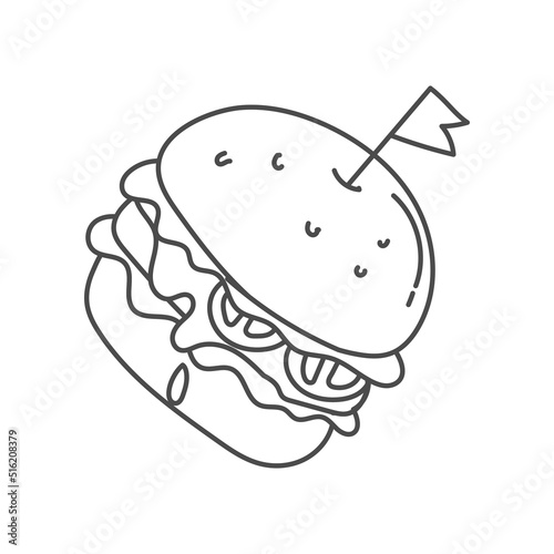 burger sandwich hand draw vector illustration suitable for restaurant or food business