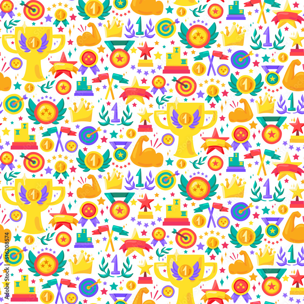 Reward for sport champion seamless pattern vector Reward for sport champion seamless pattern vector