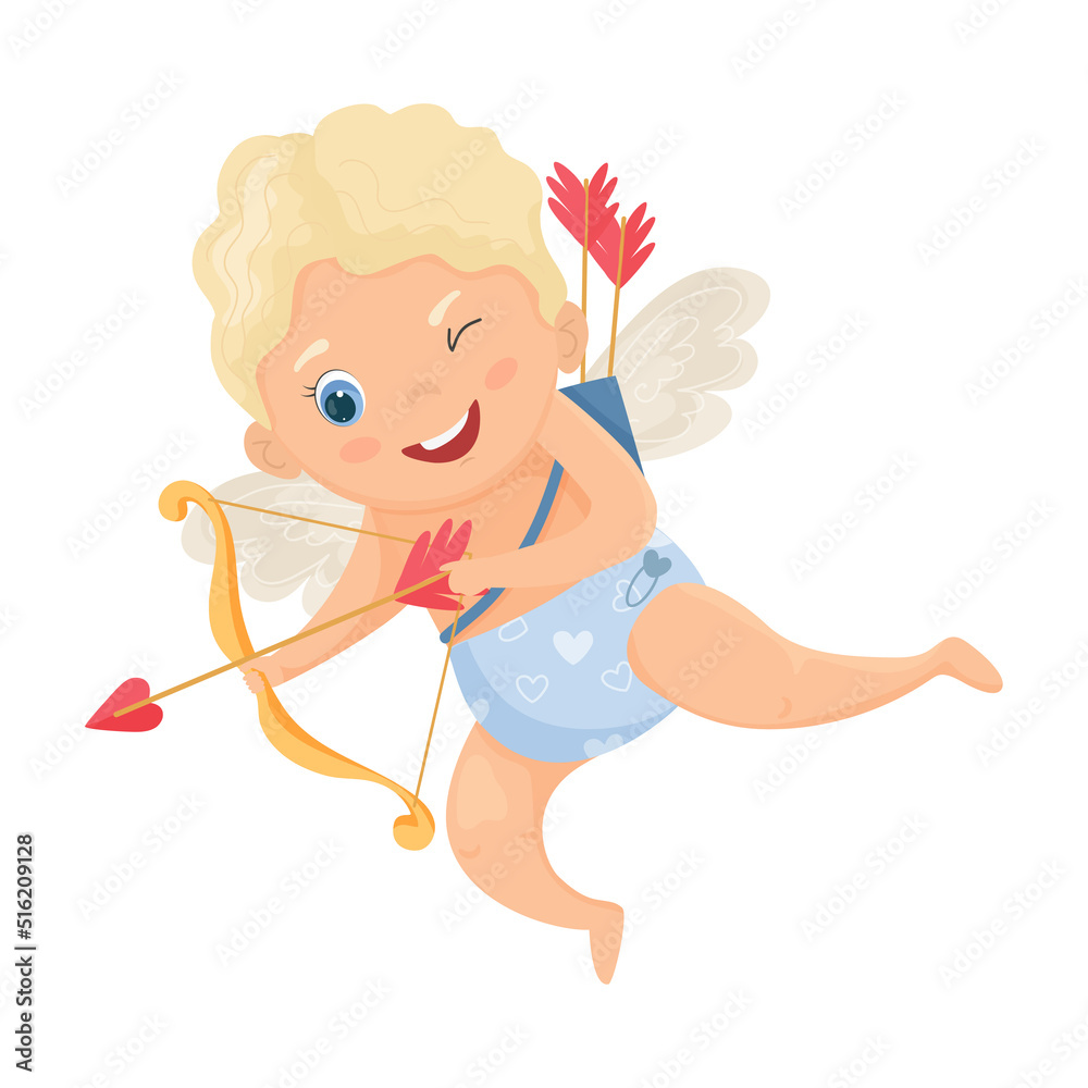 Illustration with cute cartoon cupid. St. Valentine's Day. Illustration with cute cartoon cupid. St. Valentine's Day.