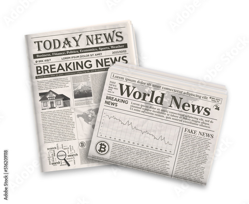 Newspaper. Realistic vector illustration of the page headline and cover of old newspaper layout. photo