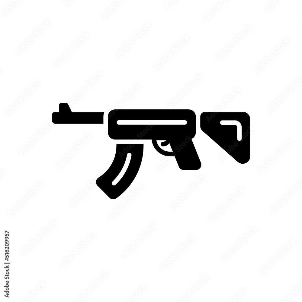 Machine gun black icon. Vector illustration