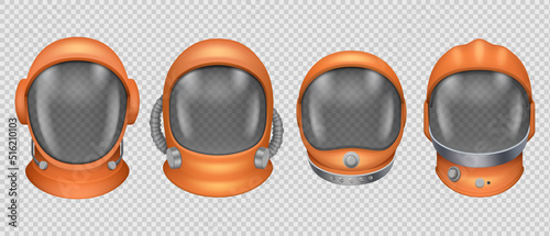 Astronaut helmet. Spacesuit head tools military reflection futuristic mask for universe exploring decent vector realistic pilot helmet