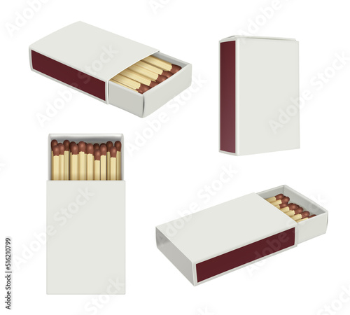 Matchboxes. Realistic burning stick matches containers for wooden matches decent vector templates set
